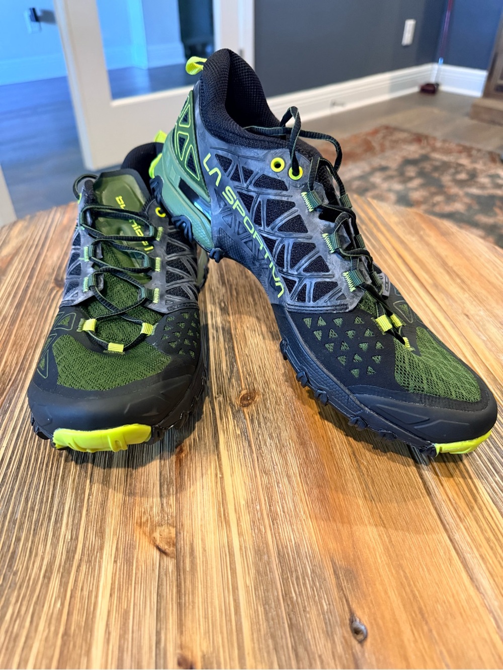 La Sportiva Women’s Bushido II Trail Shoes - Black/Olive Green with Neon Accent